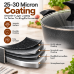 Speckled Charcoal Casserole Pot with Glass Lid