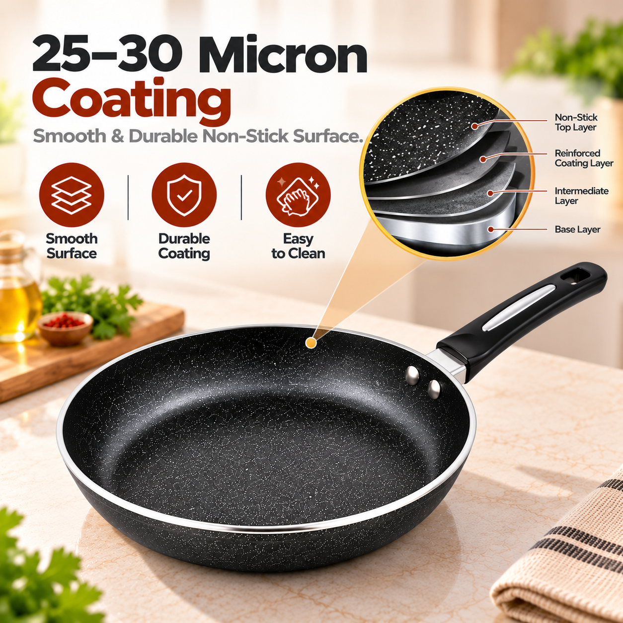25–30 Micron Nonstick Coating Pan
