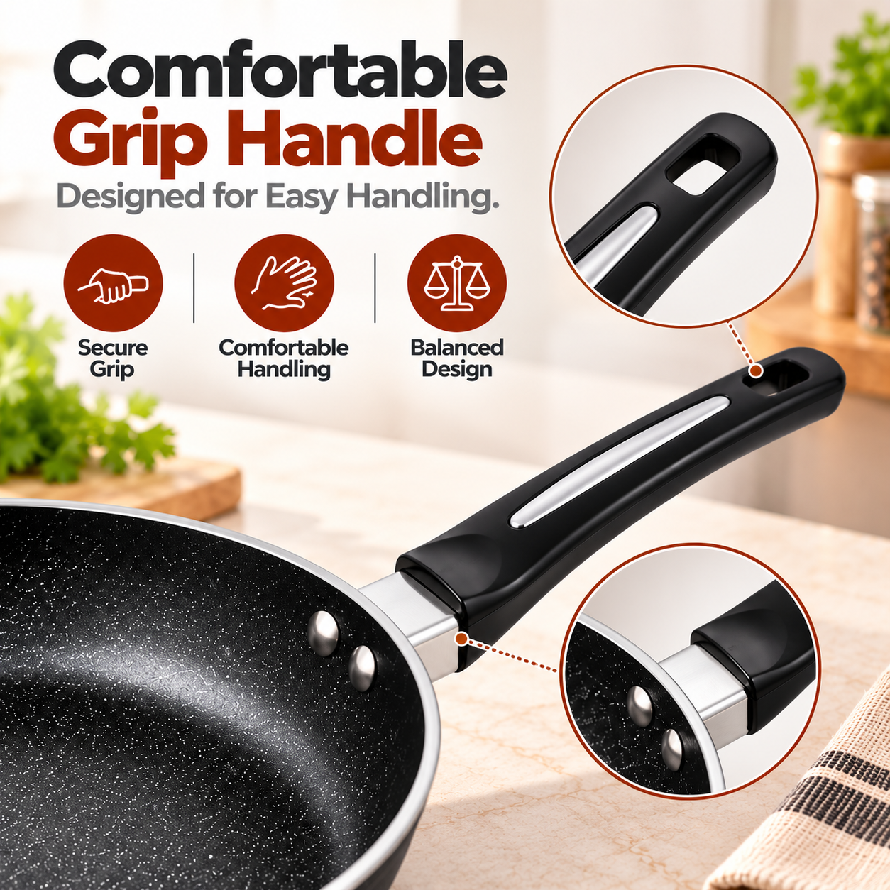 Comfortable Grip Handle Pan Ad