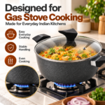 Speckled Charcoal Casserole Pot with Glass Lid