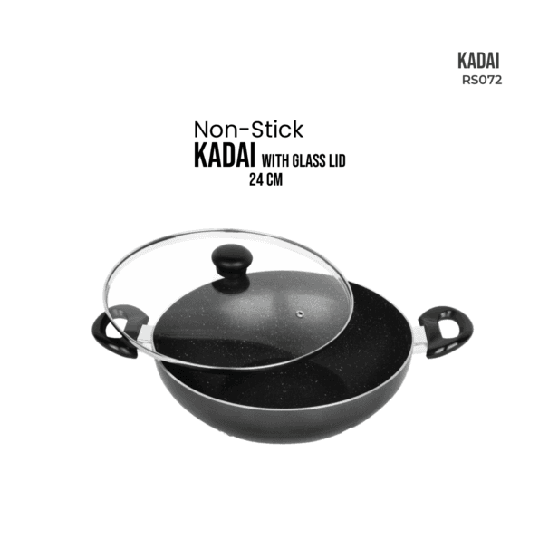 Non-Stick Kadai with Glass Lid – 24 CM