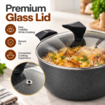 Speckled Charcoal Casserole Pot with Glass Lid