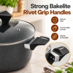 Speckled Charcoal Casserole Pot with Glass Lid