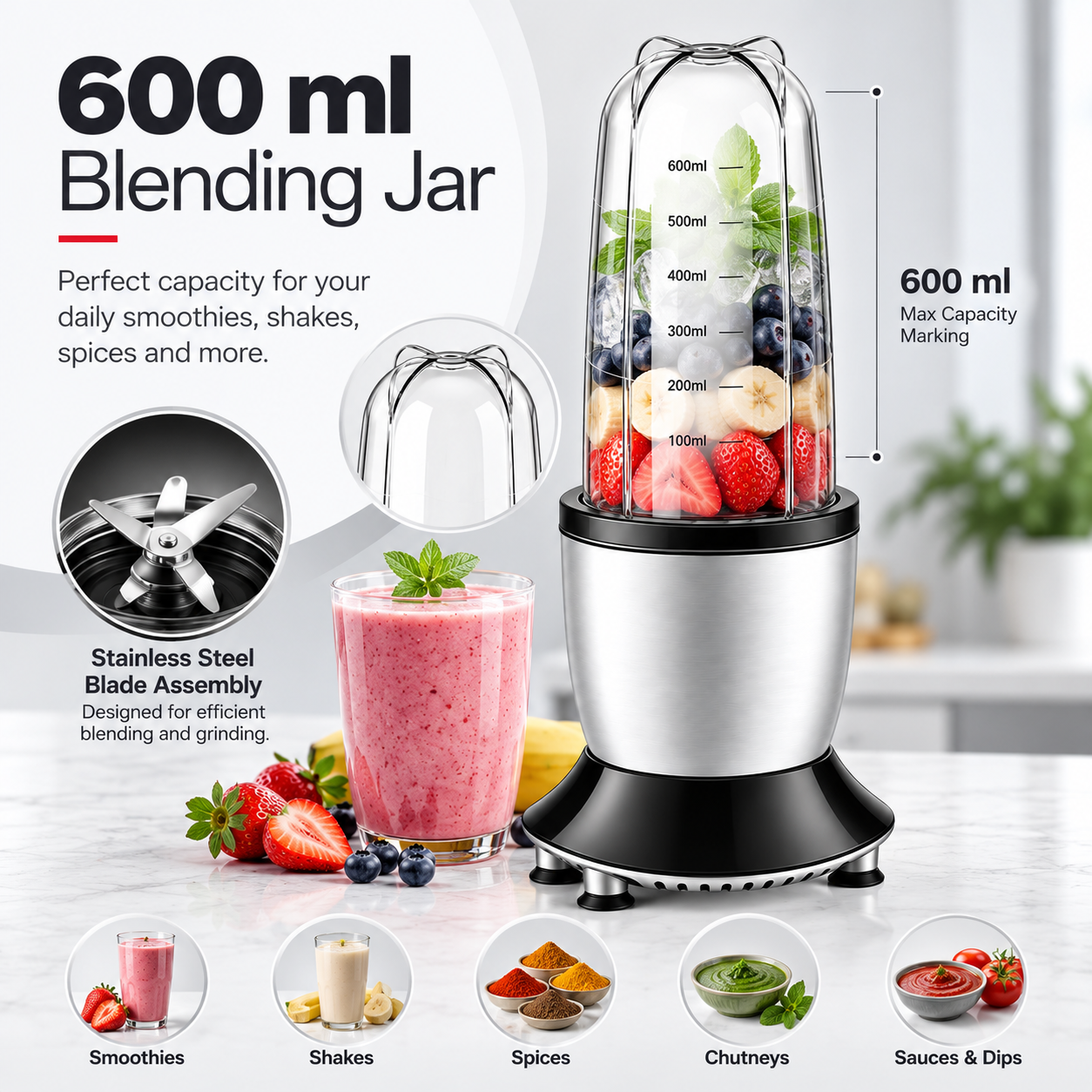 600ml Blender Jar Essentials
